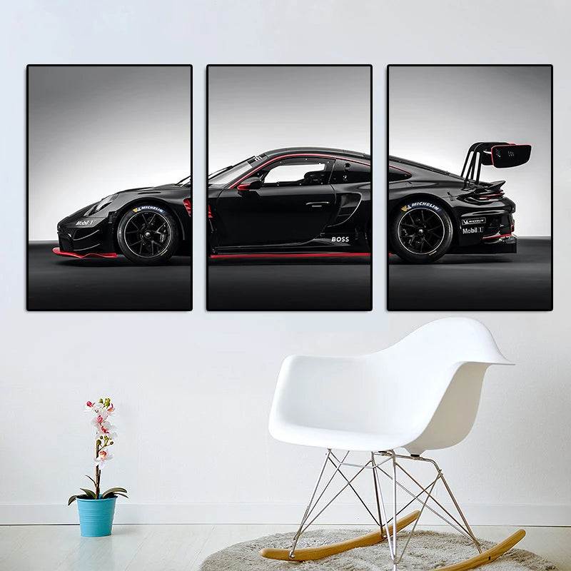 3Pcs Vintage Industrial Style Car Series Poster Gt3rs Art Poster Canvas Painting Wall Prints Picture Living Room Home Decor