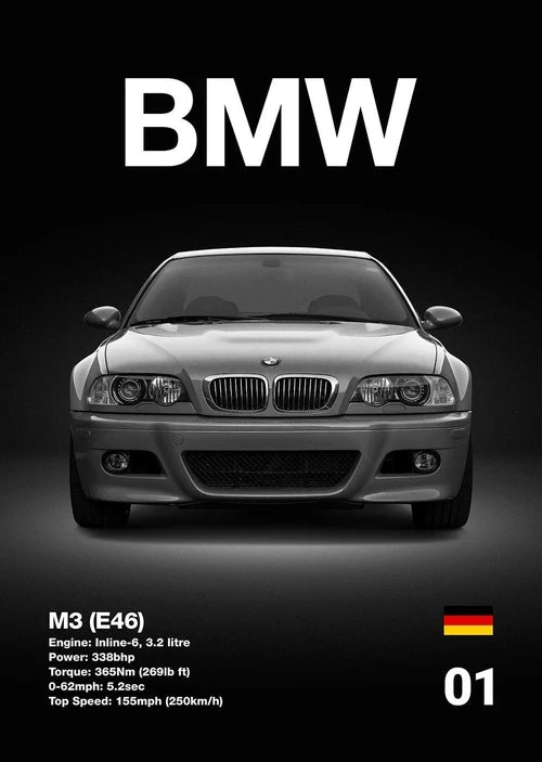 Automotive BMW Car Photography Posters BMW Series Sport Car Prints Canvas Painting Wall Art Pictures Home Living Room