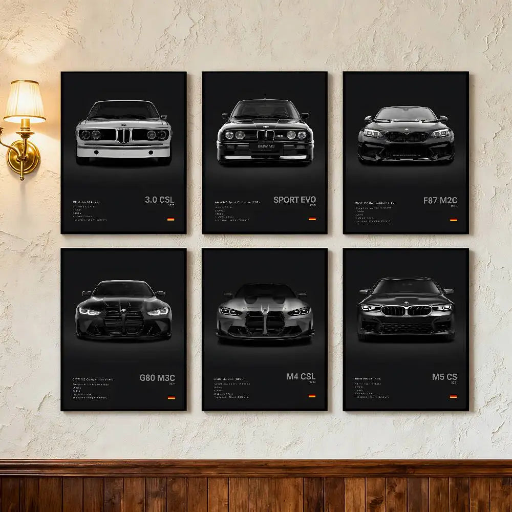 Classic sports car M3 M4 Poster Self-adhesive Art Waterproof Paper Sticker Coffee House Bar Room Wall Decor