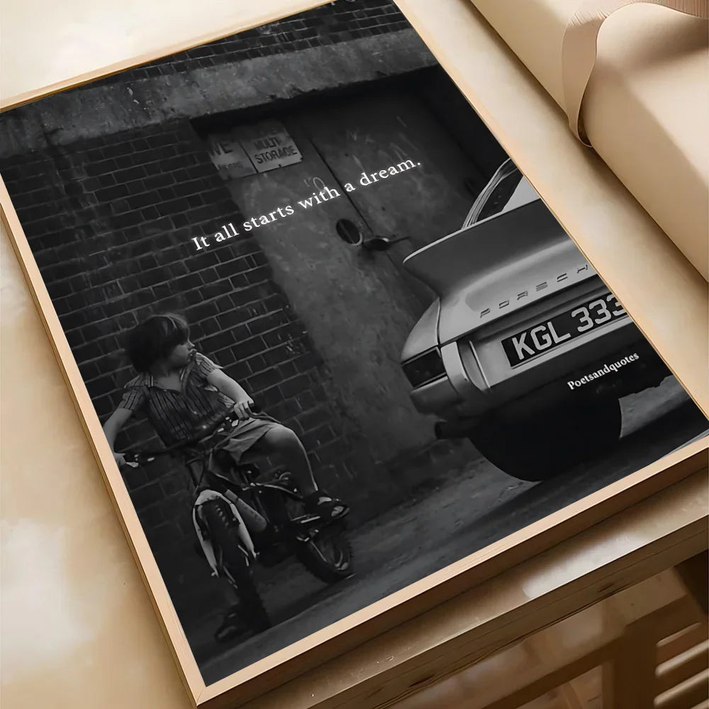 1PC Luxury Super Cars Motivational Quote Dreams Artwork Inspiring Posterart Print Home Living Room Bedroom Entrance Bar Cafe
