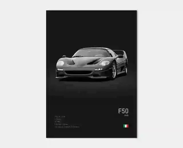 Pop Black and White Italy Cars Luxury Super Sport Car Poster Aesthetic F40 GTO GTB Canvas Print for Wall Art Garage Room Decor