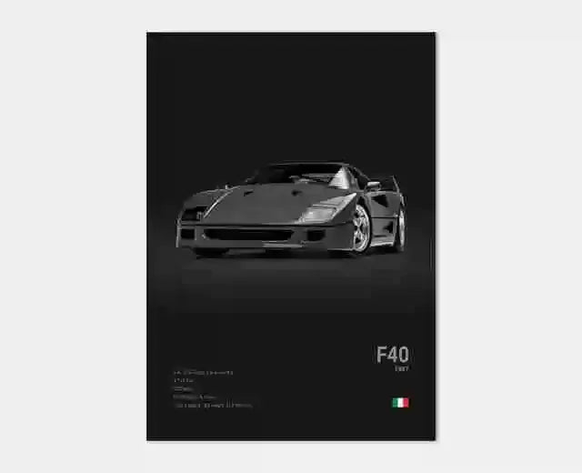 Pop Black and White Italy Cars Luxury Super Sport Car Poster Aesthetic F40 GTO GTB Canvas Print for Wall Art Garage Room Decor