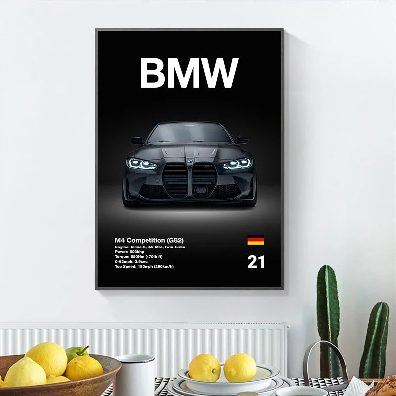Automotive BMW Car Photography Posters BMW Series Sport Car Prints Canvas Painting Wall Art Pictures Home Living Room