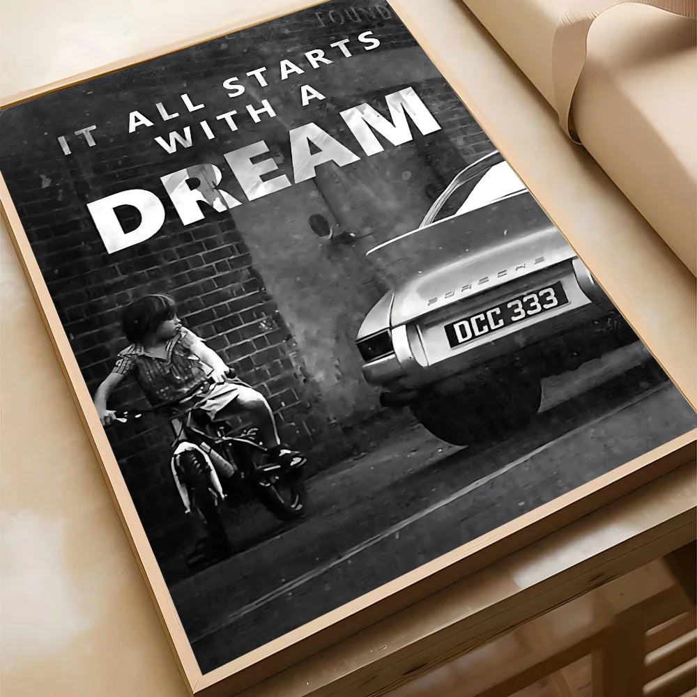 1PC Luxury Super Cars Motivational Quote Dreams Artwork Inspiring Posterart Print Home Living Room Bedroom Entrance Bar Cafe