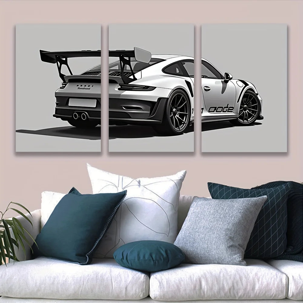 Frameless[JIT]3pcs, canvas painting--frameless, Handsome car, Posters andprints, Office, living room, room, bar, party gifts, bi
