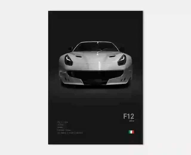 Pop Black and White Italy Cars Luxury Super Sport Car Poster Aesthetic F40 GTO GTB Canvas Print for Wall Art Garage Room Decor