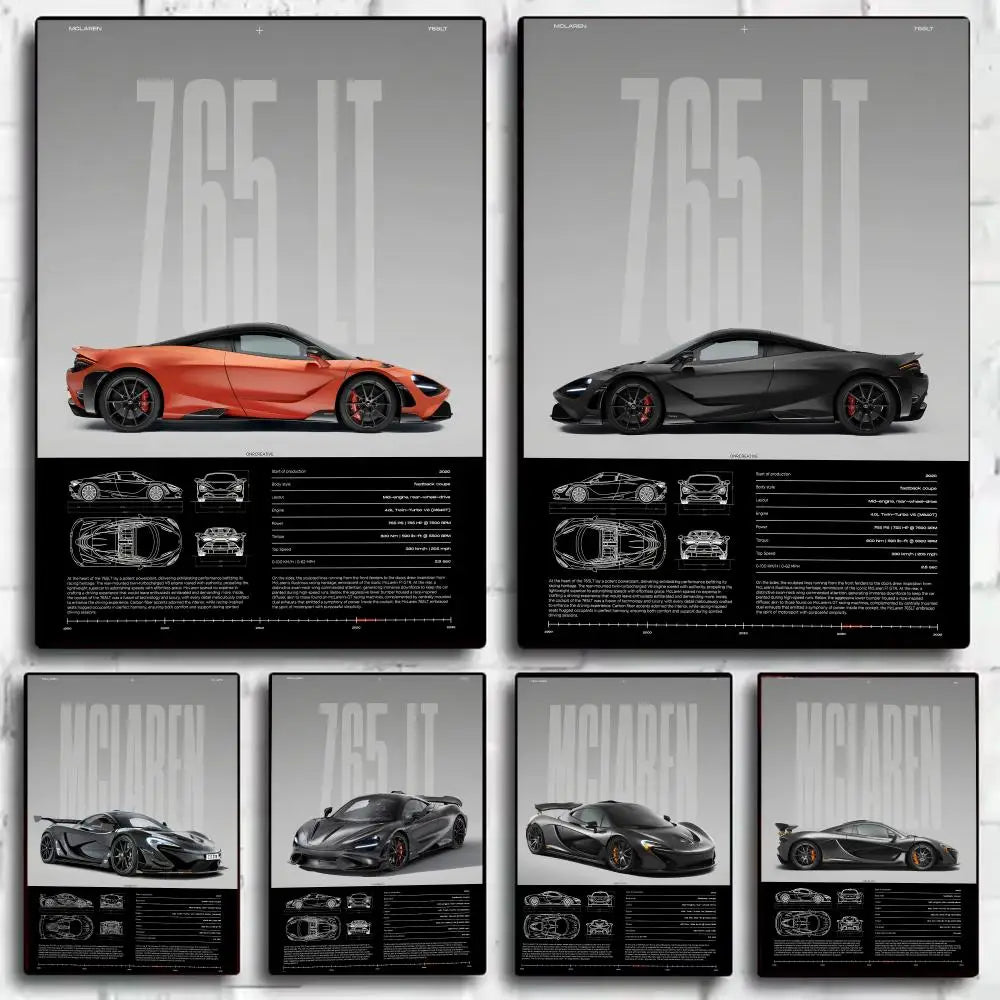 Fashion Sports Cars M_MCLarenS Design Poster Decorative Wall Art Stickers Mural Photo Print for Home Living Room Hallway Decor