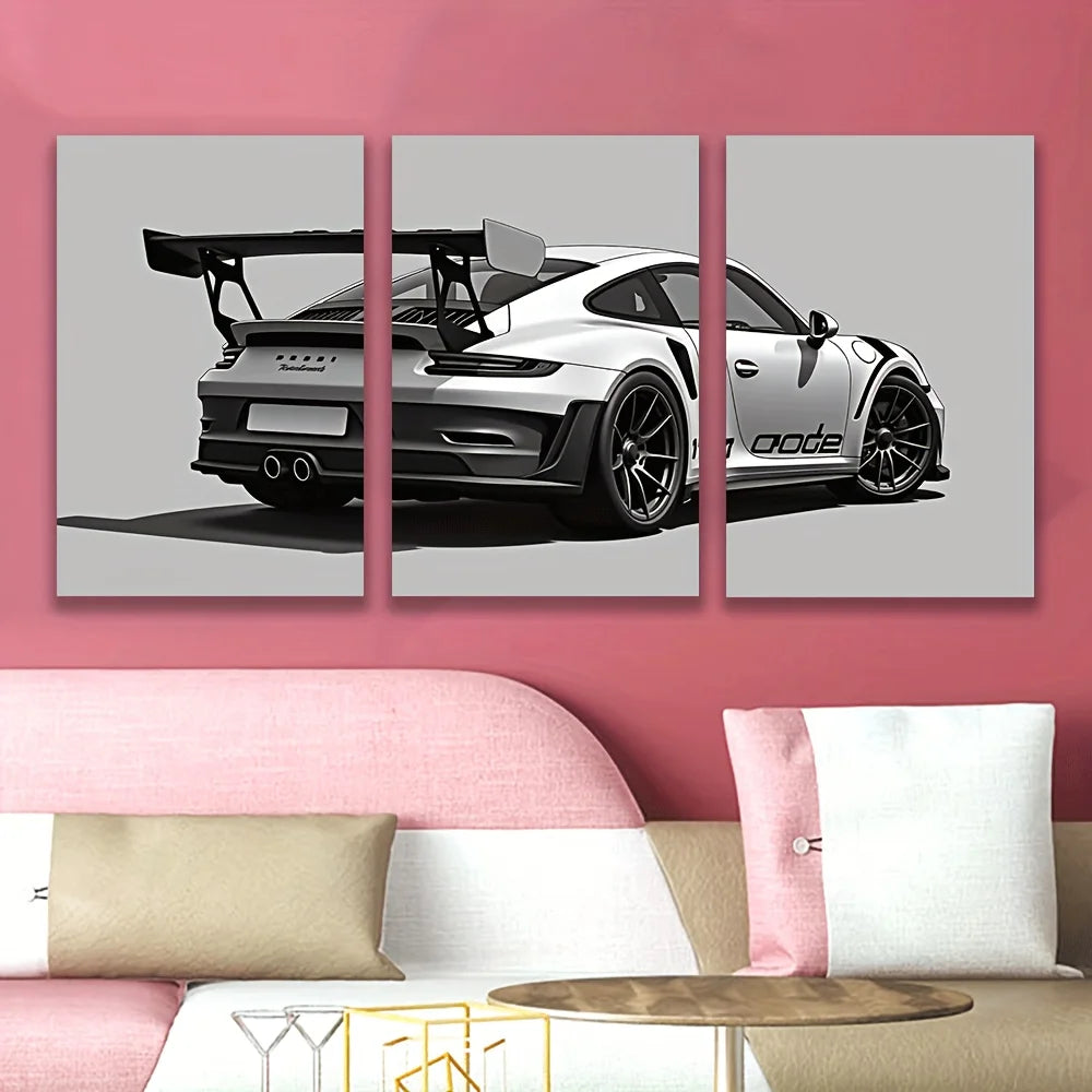 Frameless[JIT]3pcs, canvas painting--frameless, Handsome car, Posters andprints, Office, living room, room, bar, party gifts, bi