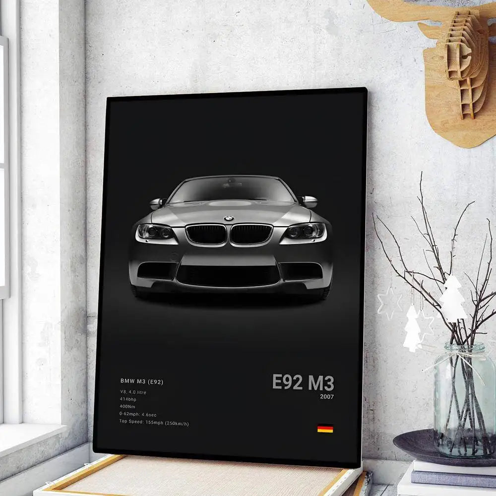 Classic sports car M3 M4 Poster Self-adhesive Art Waterproof Paper Sticker Coffee House Bar Room Wall Decor
