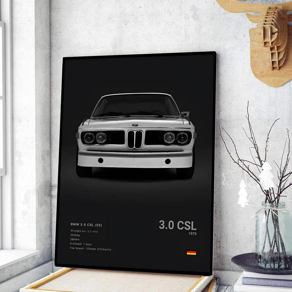 Classic sports car M3 M4 Poster Self-adhesive Art Waterproof Paper Sticker Coffee House Bar Room Wall Decor