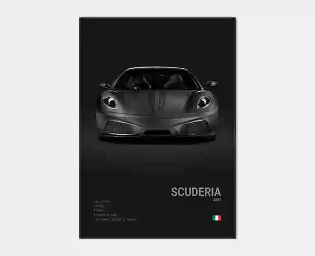 Pop Black and White Italy Cars Luxury Super Sport Car Poster Aesthetic F40 GTO GTB Canvas Print for Wall Art Garage Room Decor