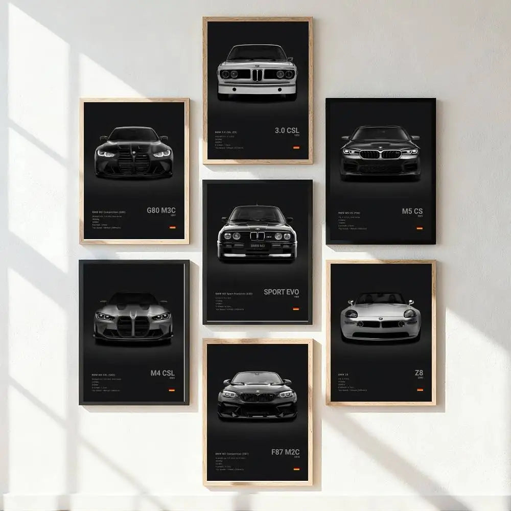 Classic sports car M3 M4 Poster Self-adhesive Art Waterproof Paper Sticker Coffee House Bar Room Wall Decor