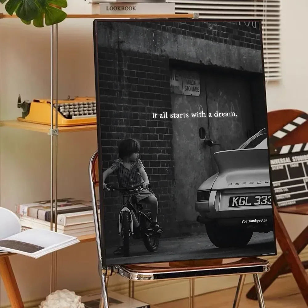 1PC Luxury Super Cars Motivational Quote Dreams Artwork Inspiring Posterart Print Home Living Room Bedroom Entrance Bar Cafe