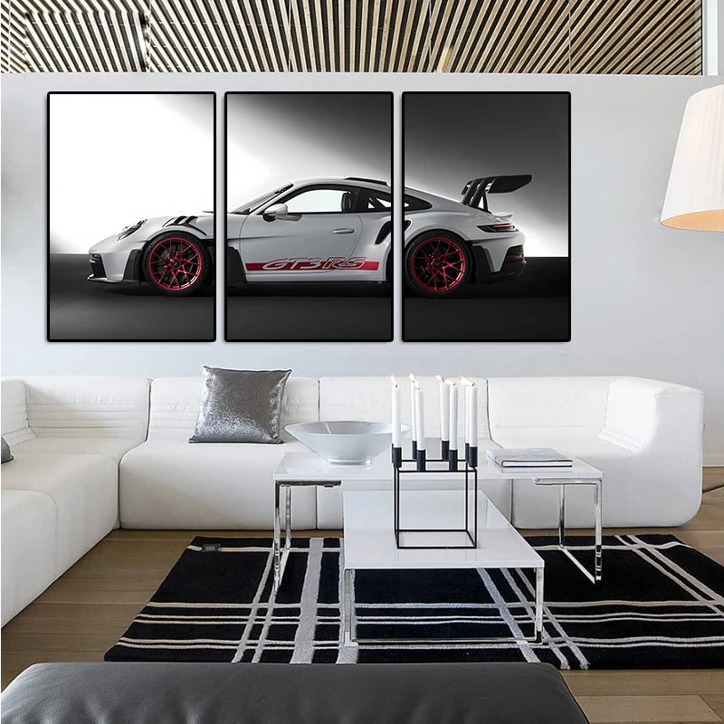 3Pcs Vintage Industrial Style Car Series Poster Gt3rs Art Poster Canvas Painting Wall Prints Picture Living Room Home Decor