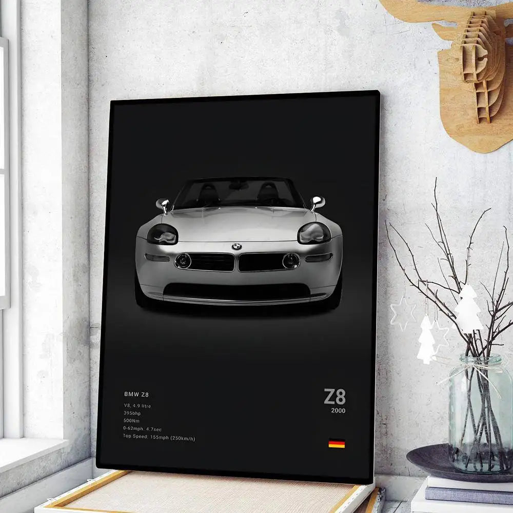 Classic sports car M3 M4 Poster Self-adhesive Art Waterproof Paper Sticker Coffee House Bar Room Wall Decor