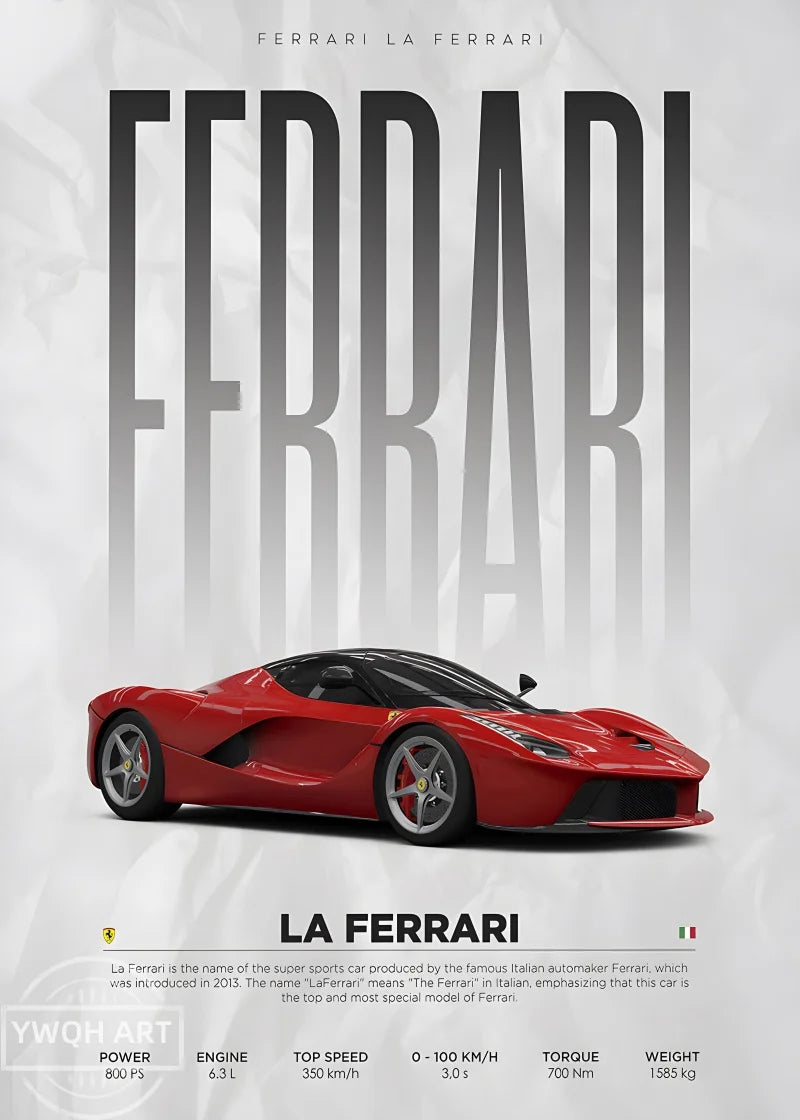 Famous Cars S14 F430 SF90 GTS AMG GT R34 F40 Poster Picture Canvas Painting Wall Art Home Decoration Print for Living Room Decor