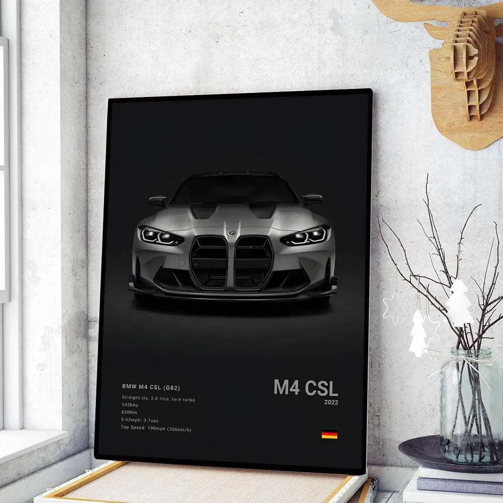Classic sports car M3 M4 Poster Self-adhesive Art Waterproof Paper Sticker Coffee House Bar Room Wall Decor