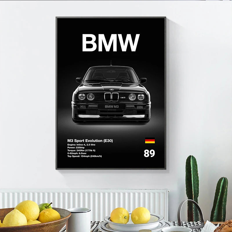 Automotive BMW Car Photography Posters BMW Series Sport Car Prints Canvas Painting Wall Art Pictures Home Living Room