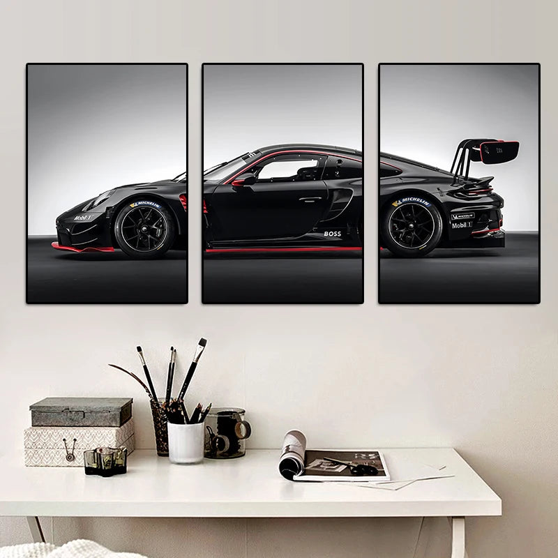 3Pcs Vintage Industrial Style Car Series Poster Gt3rs Art Poster Canvas Painting Wall Prints Picture Living Room Home Decor